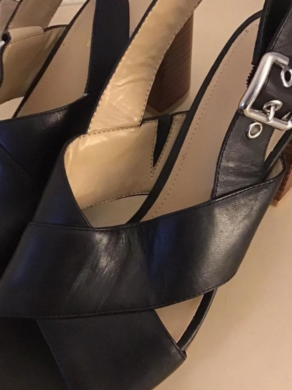 Marc Fisher Black leather platform Block Heel Sandals US 9.5